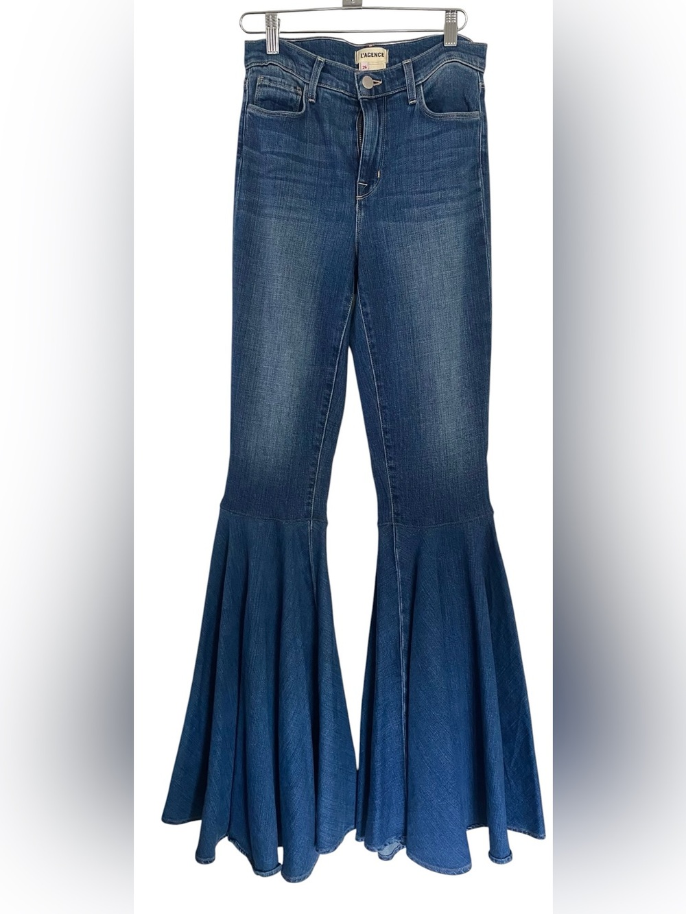 L'AGENCE Blue High-Waist Wide-Leg Flare Jeans - Picture 4 of 12